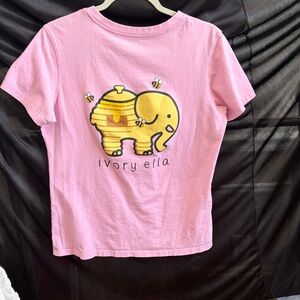 Ivory Ella Pink Tee with Elephant and Honey Design